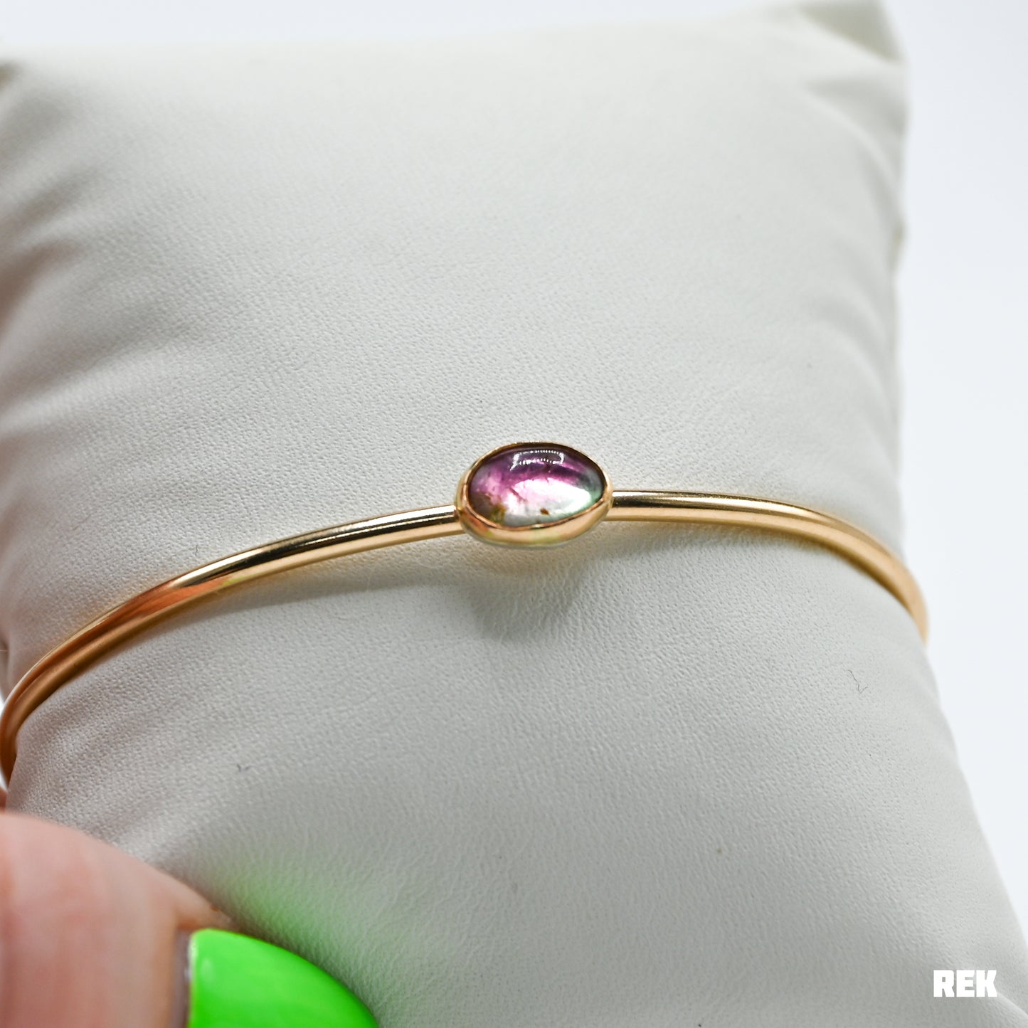 Gold fill watermelon tourmaline cuff