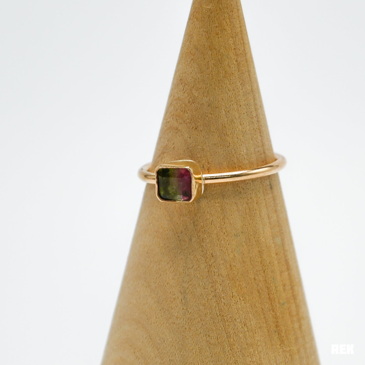 Gold fill faceted watermelon tourmaline size 8.5