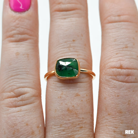 Gold fill horizontal rose cut emerald size 7.25