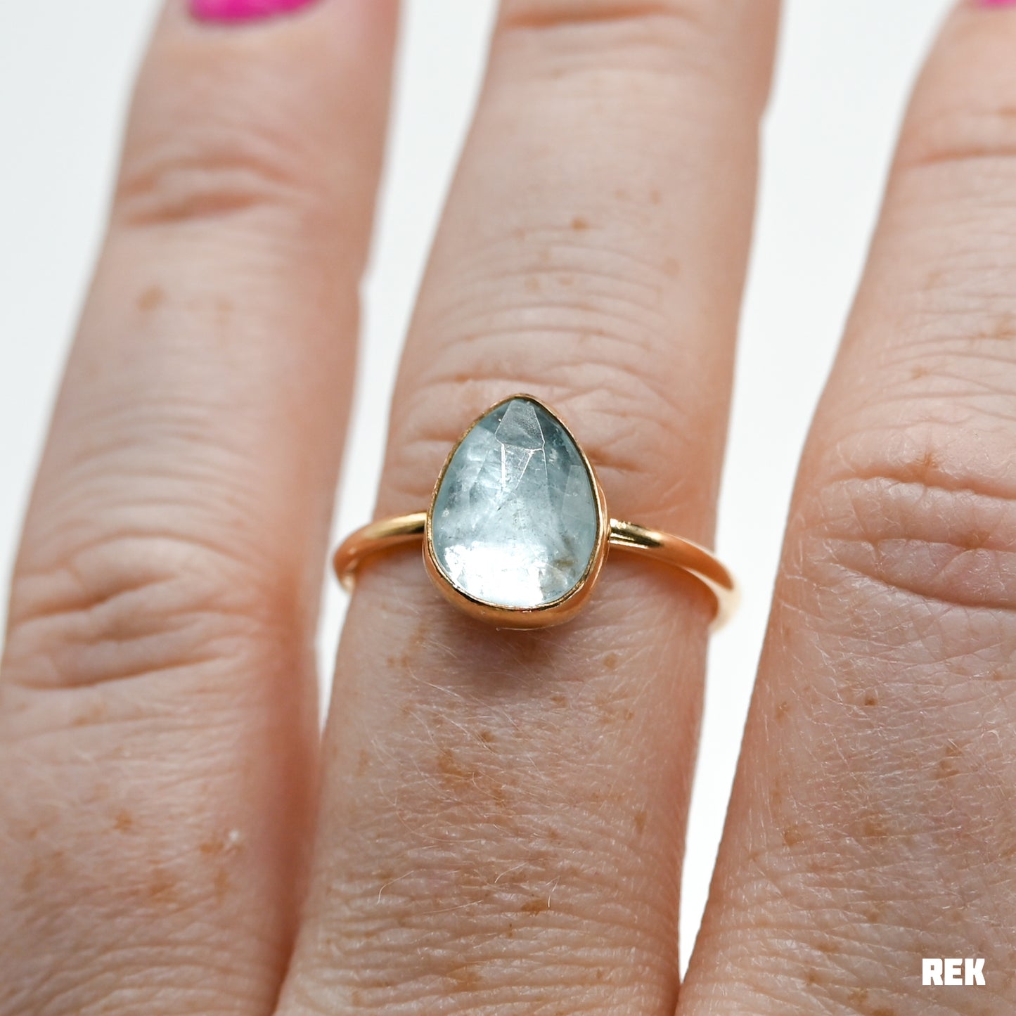 Gold fill rose cut aquamarine size 8