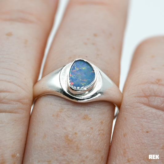 Australian opal oval signet size 9