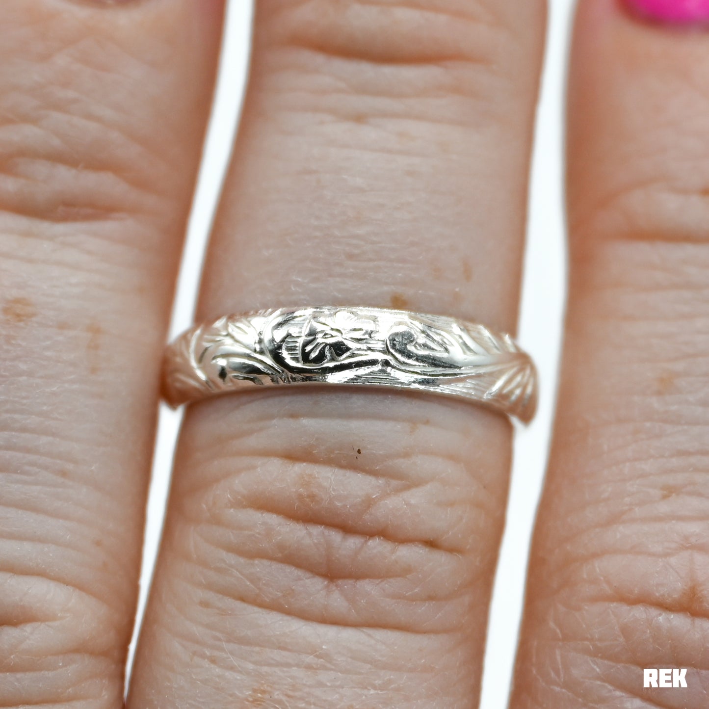 Sterling silver floral stacker