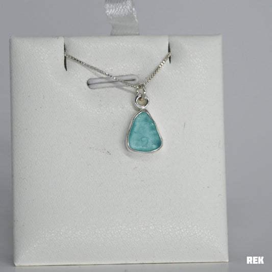 Aqua sea glass necklace