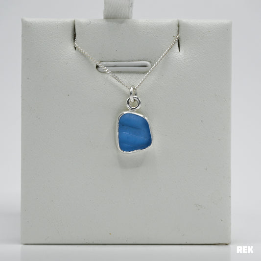 Cornflower sea glass necklace