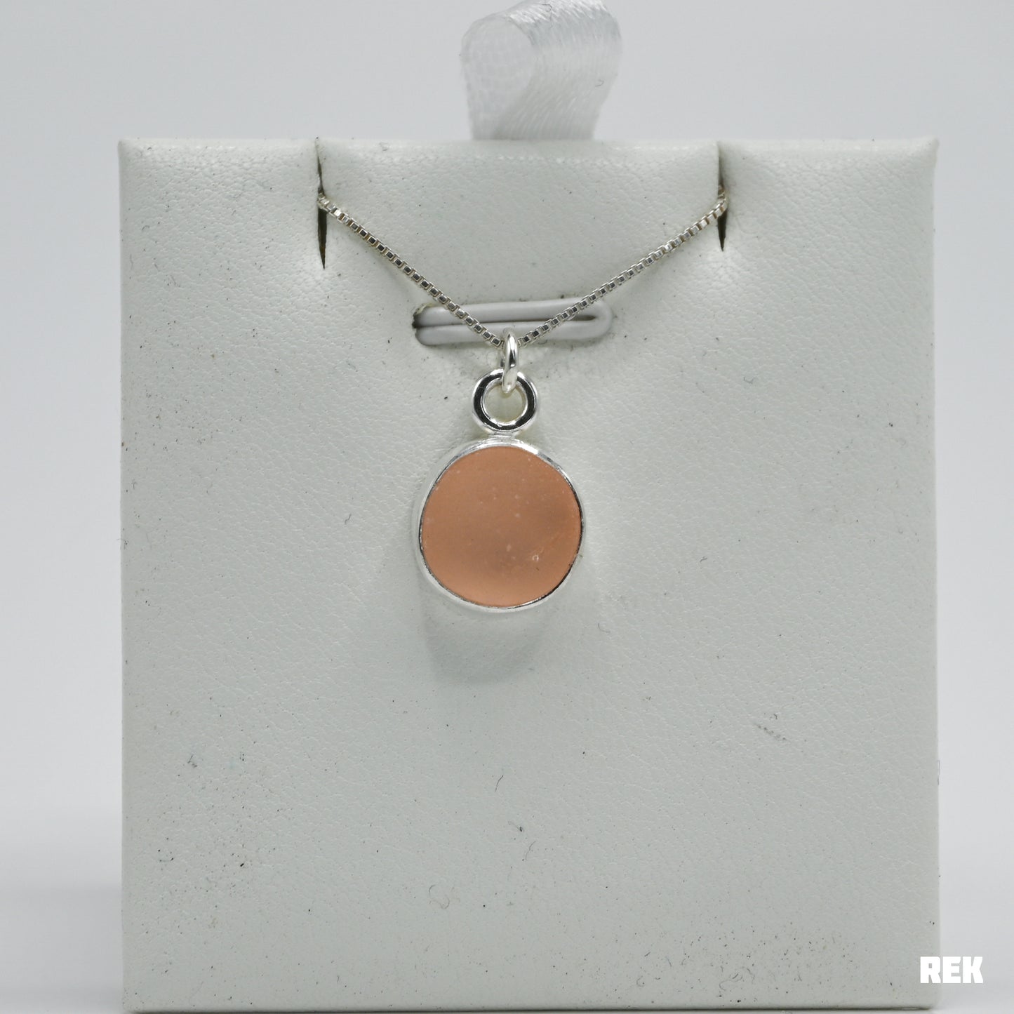 Perfect round pink sea glass necklace