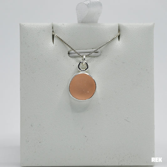 Perfect round pink sea glass necklace