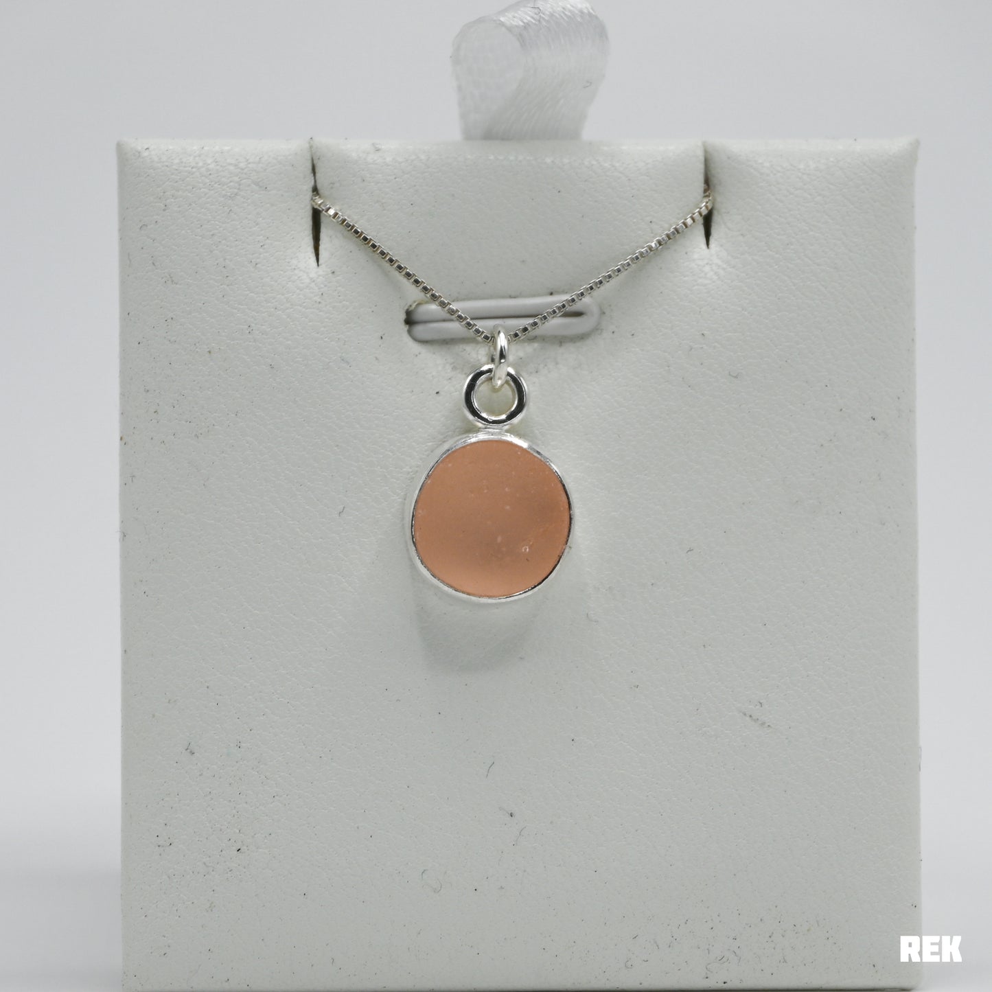 Perfect round pink sea glass necklace