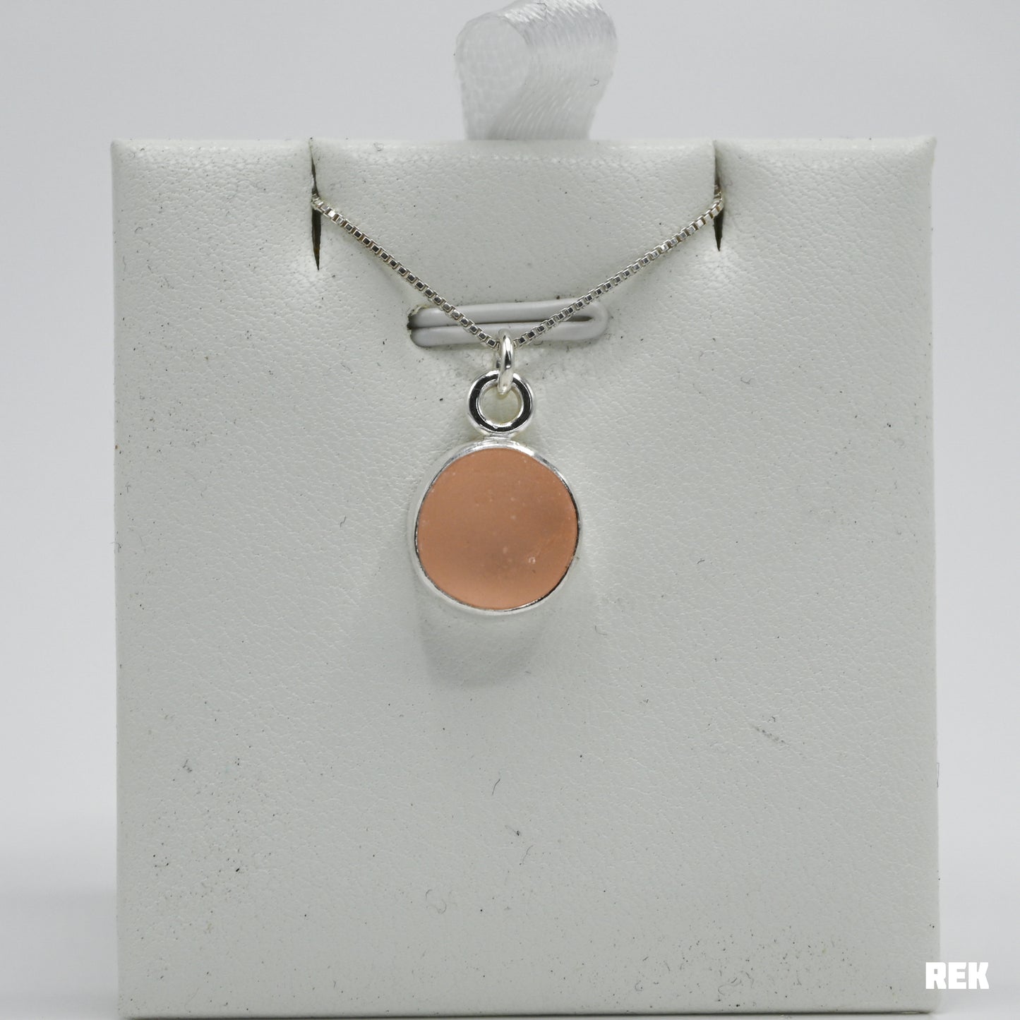 Perfect round pink sea glass necklace