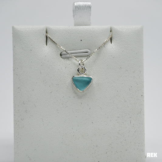 Aqua triangle sea glass necklace