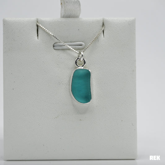 Aqua sea glass necklace