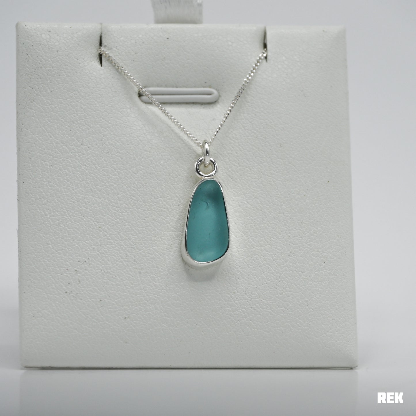 Aqua sea glass necklace