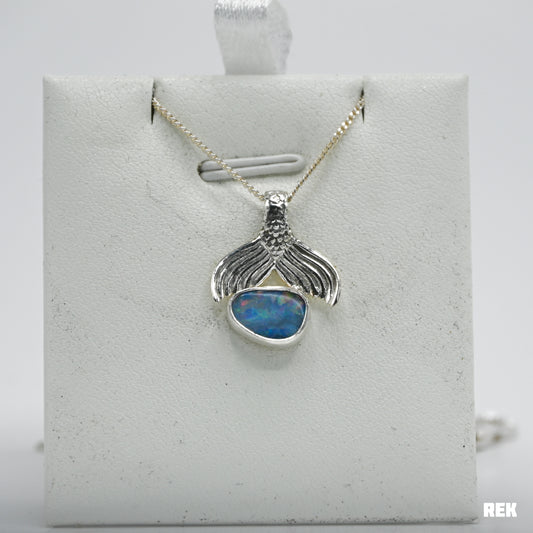 Mermaid tail Australian opal necklace