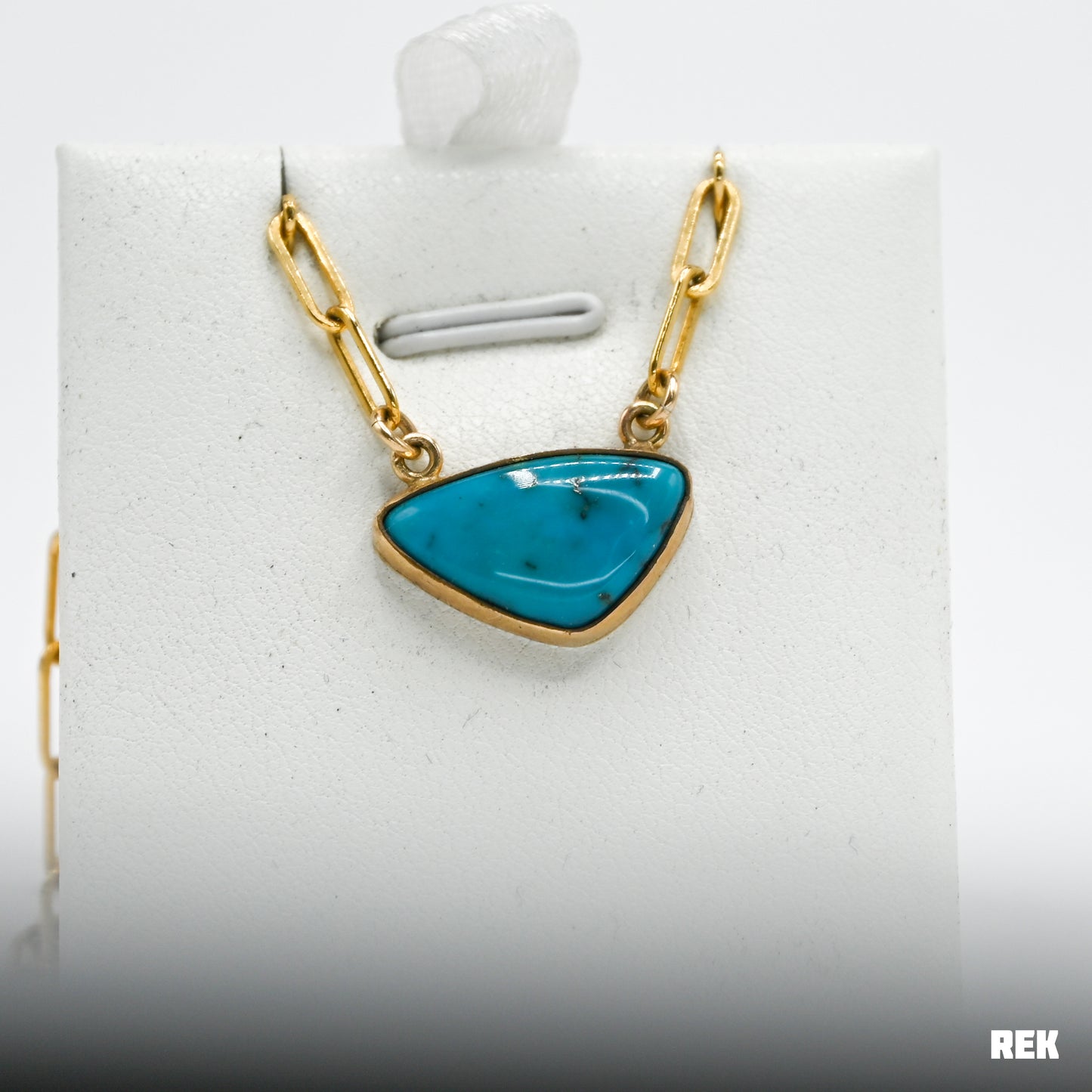 Gold fill Ma'anshan turquoise with paperclip chain necklace