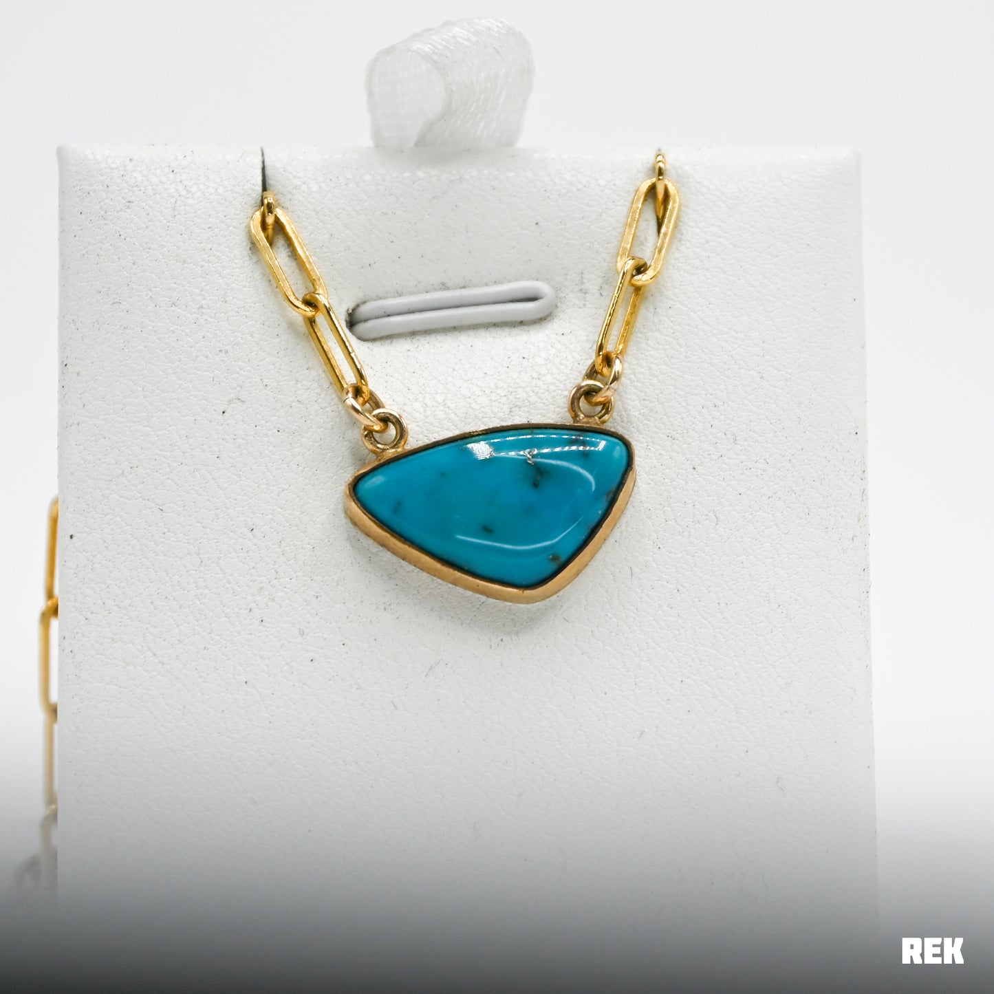 Gold fill Ma'anshan turquoise with paperclip chain necklace