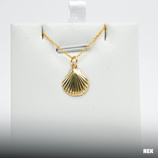 Gold fill shell charm necklace