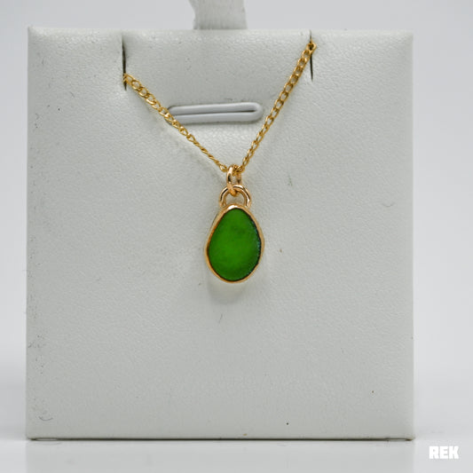 Gold fill green sea glass necklace