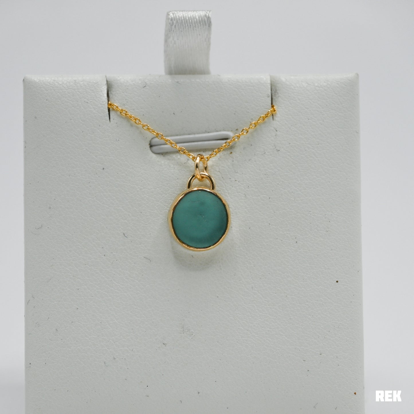 Gold fill perfect aqua sea glass necklace