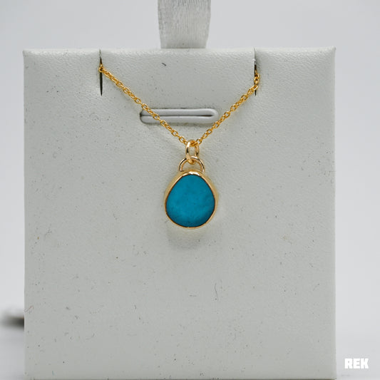 Gold fill aqua/ turquoise sea glass necklace