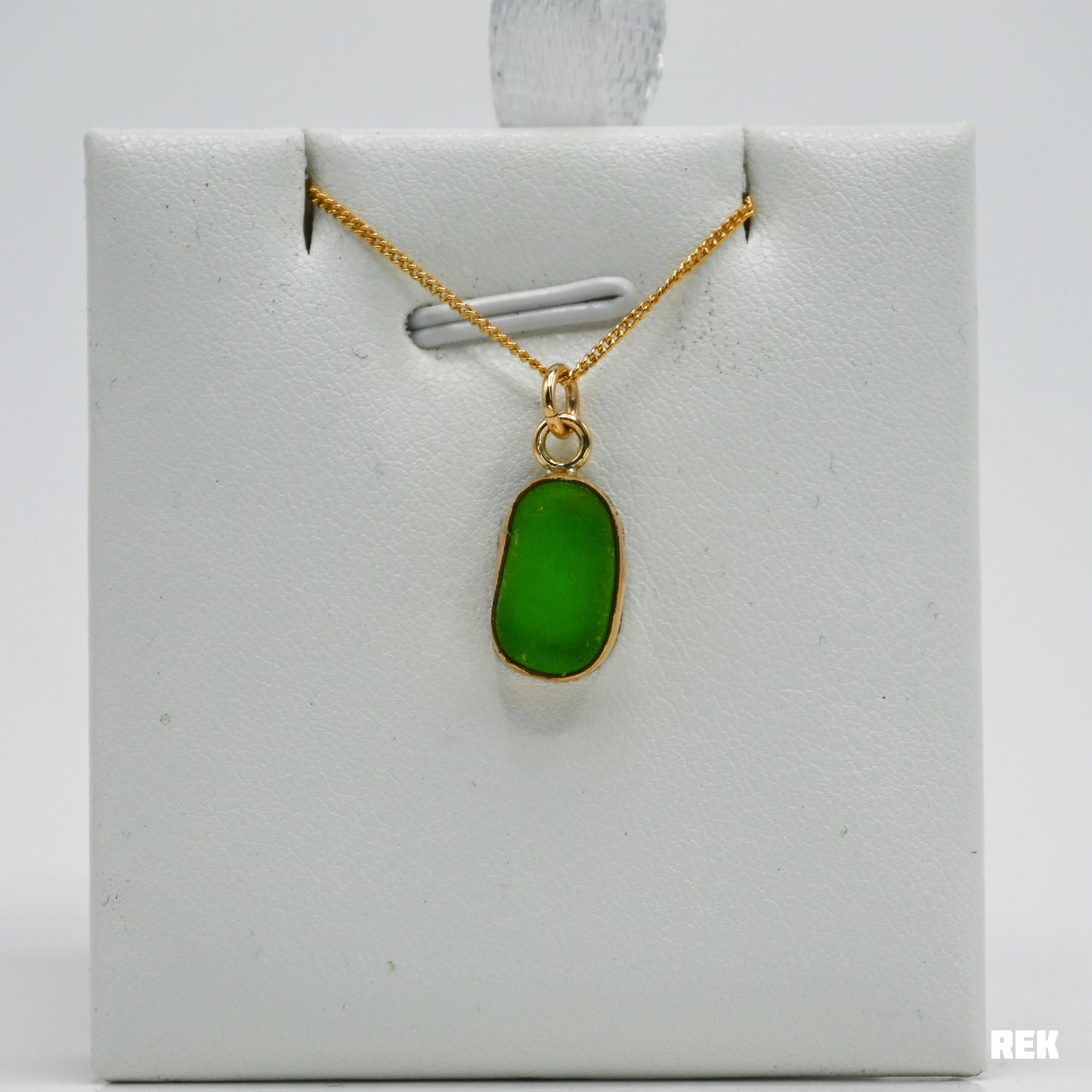 Gold fill green sea glass necklace