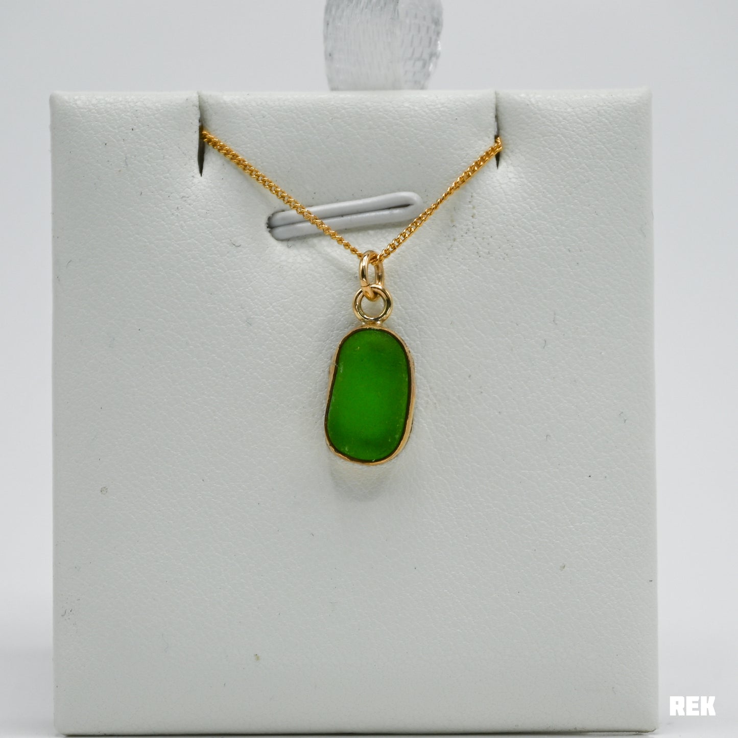 Gold fill green sea glass necklace