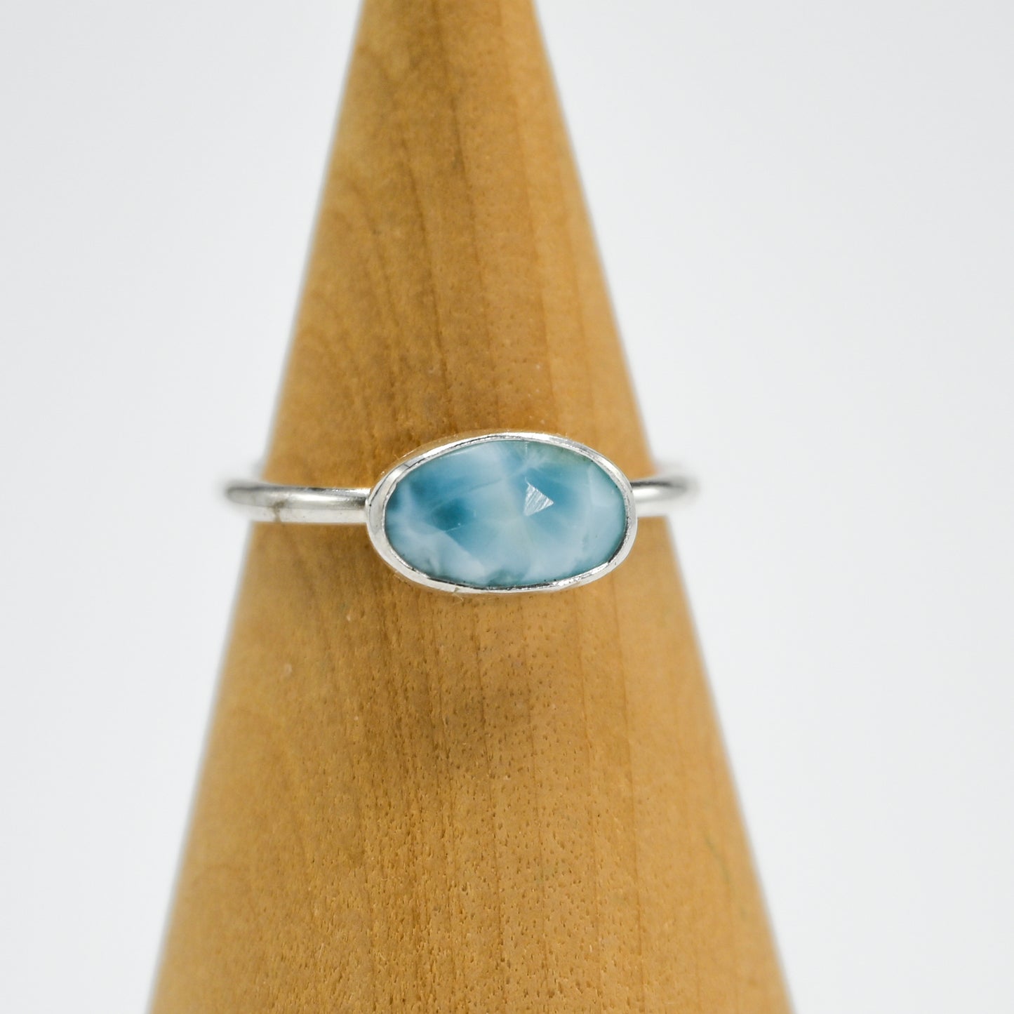 Rose cut horizontal larimar size 6