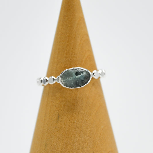 Horizontal rose cut moss aquamarine size 6.5