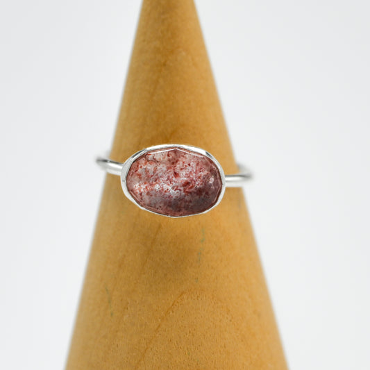 Horizontal rose cut strawberry quartz size 6.5