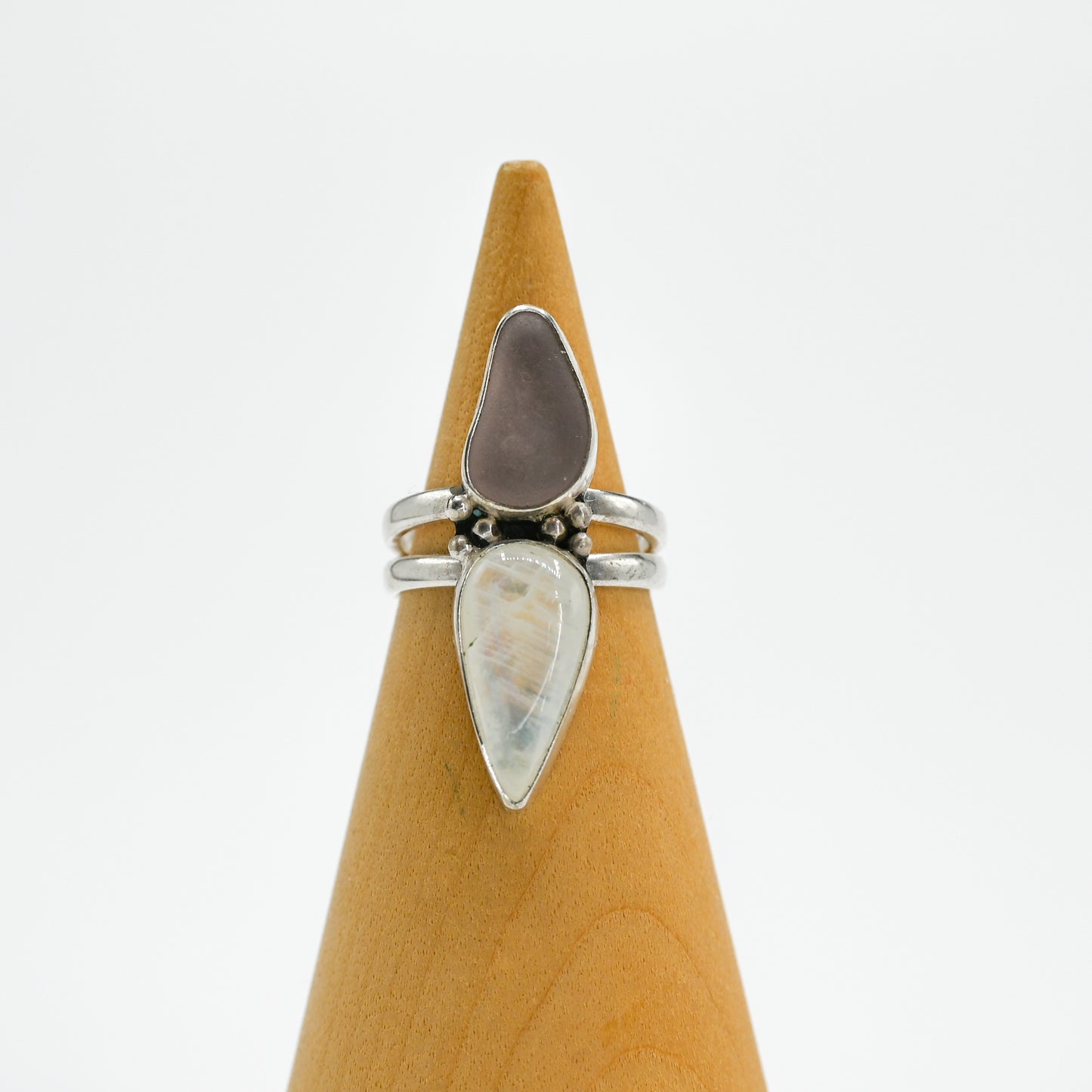 Lavender sea glass and moonstone double size 7