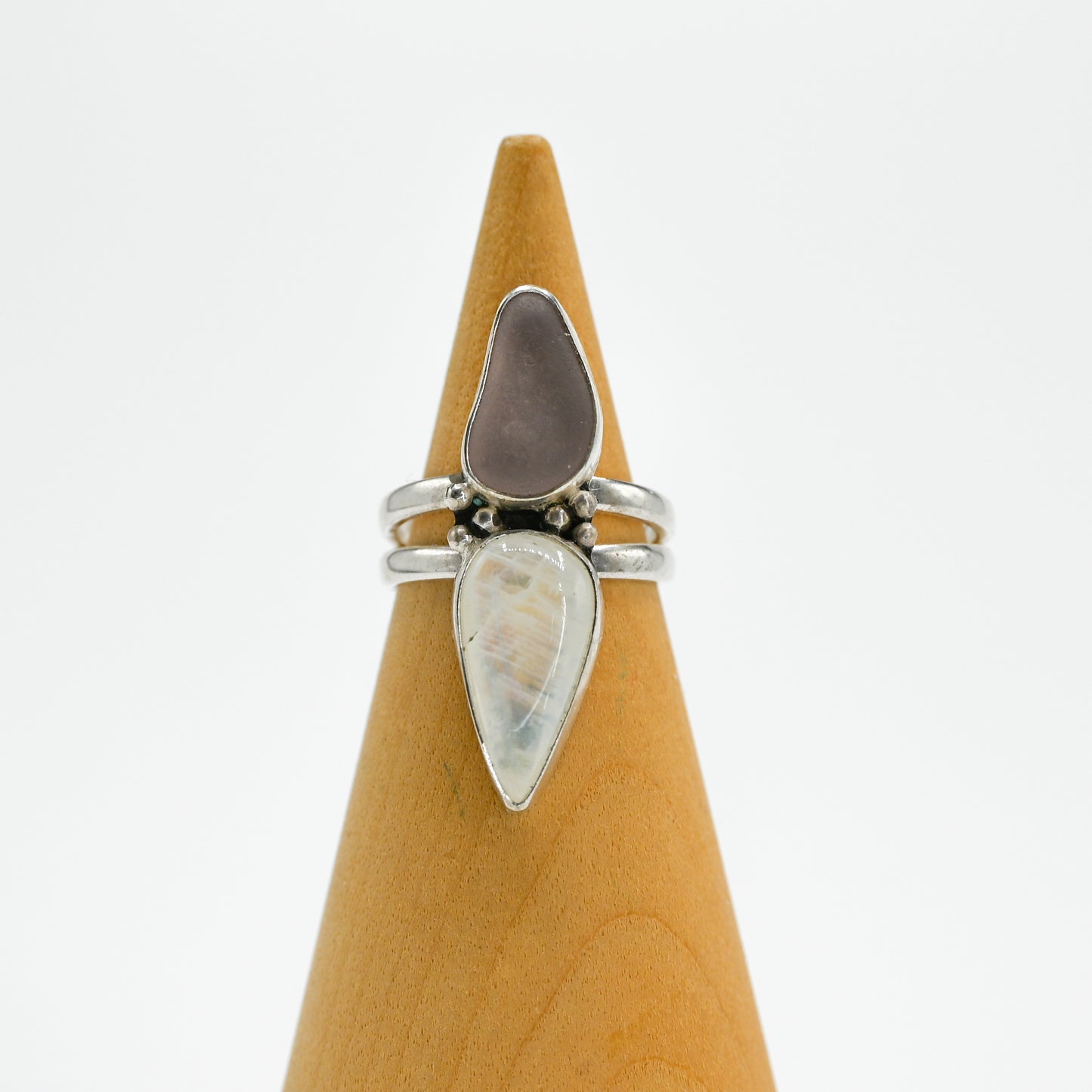 Lavender sea glass and moonstone double size 7