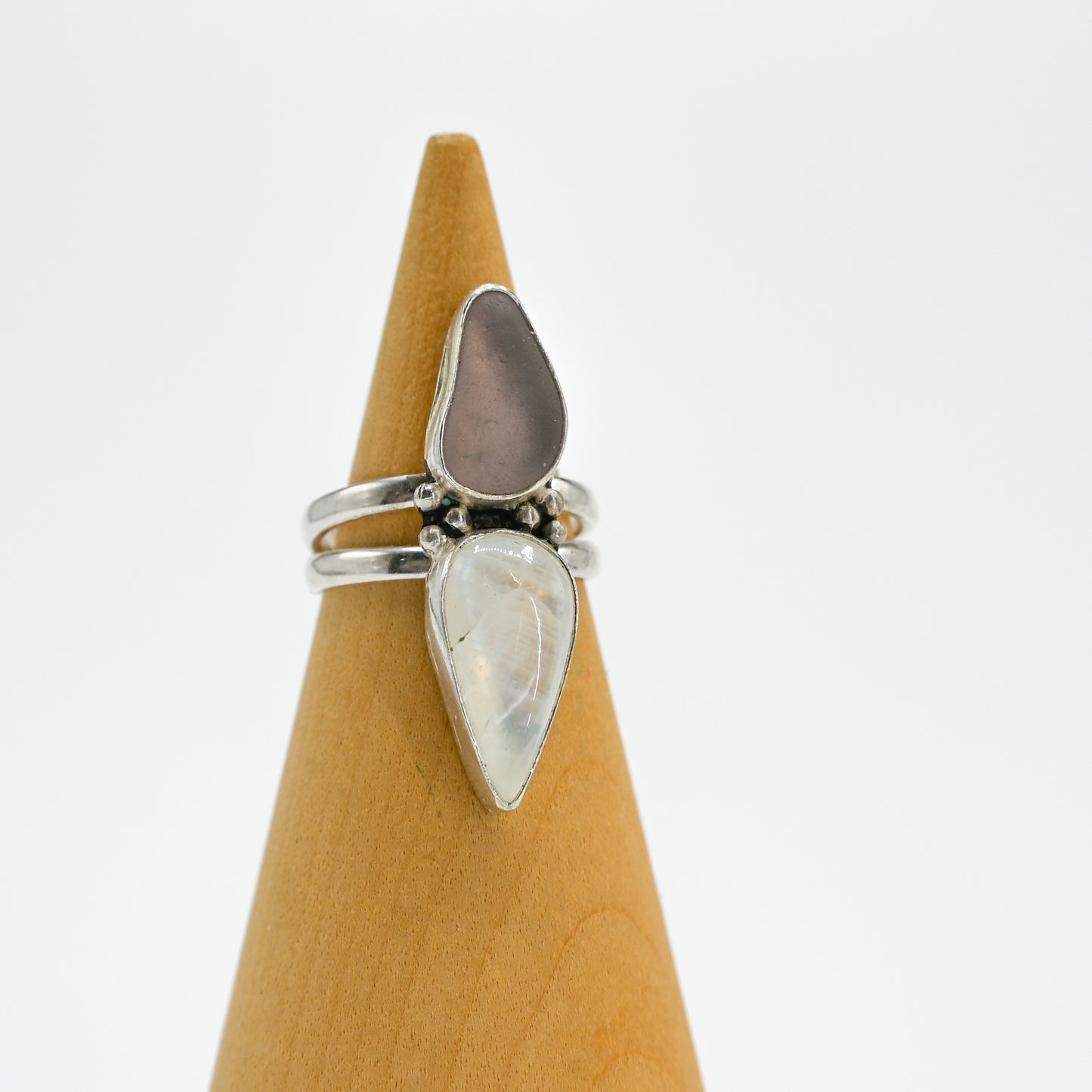 Lavender sea glass and moonstone double size 7