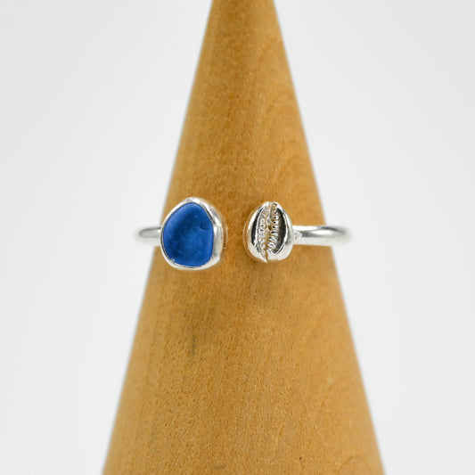 Adjustable cornflower sea glass size 7