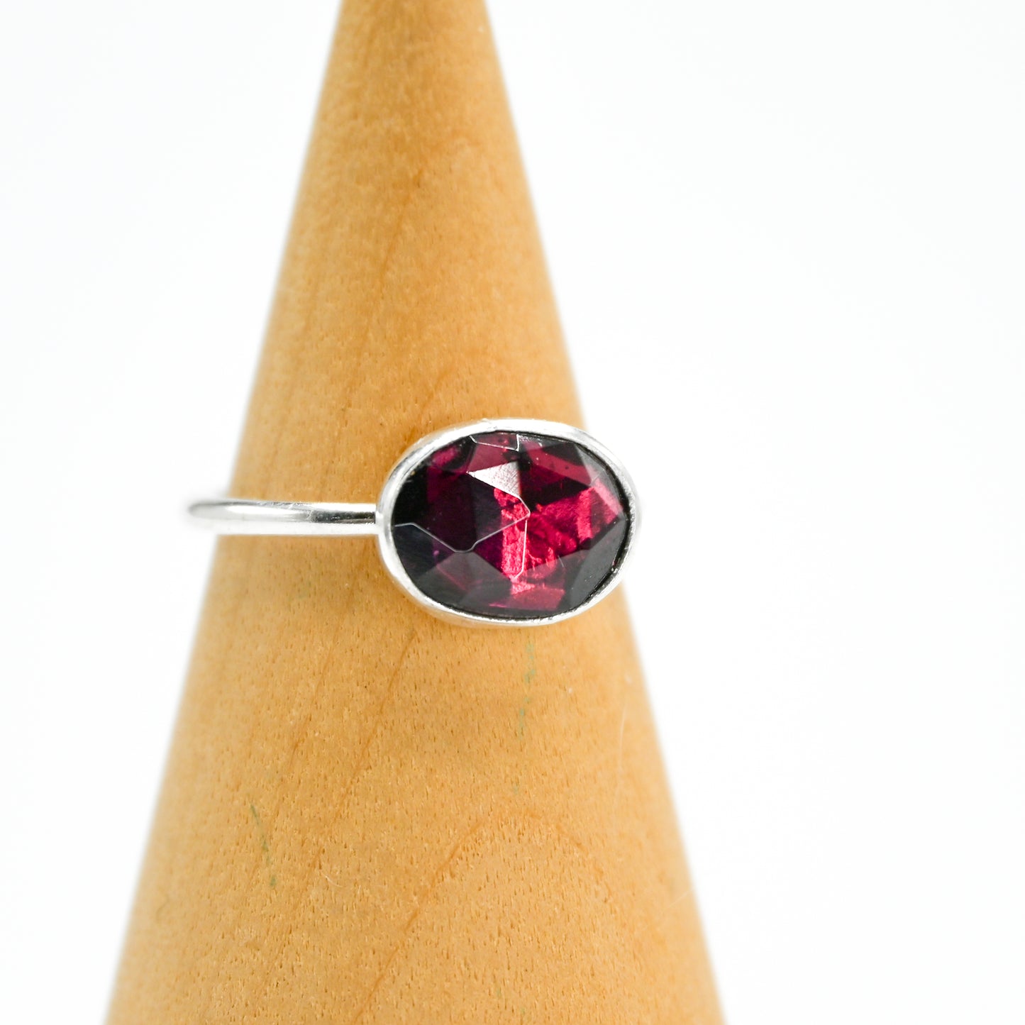 Horizontal rose cut rhodolite garnet size 7