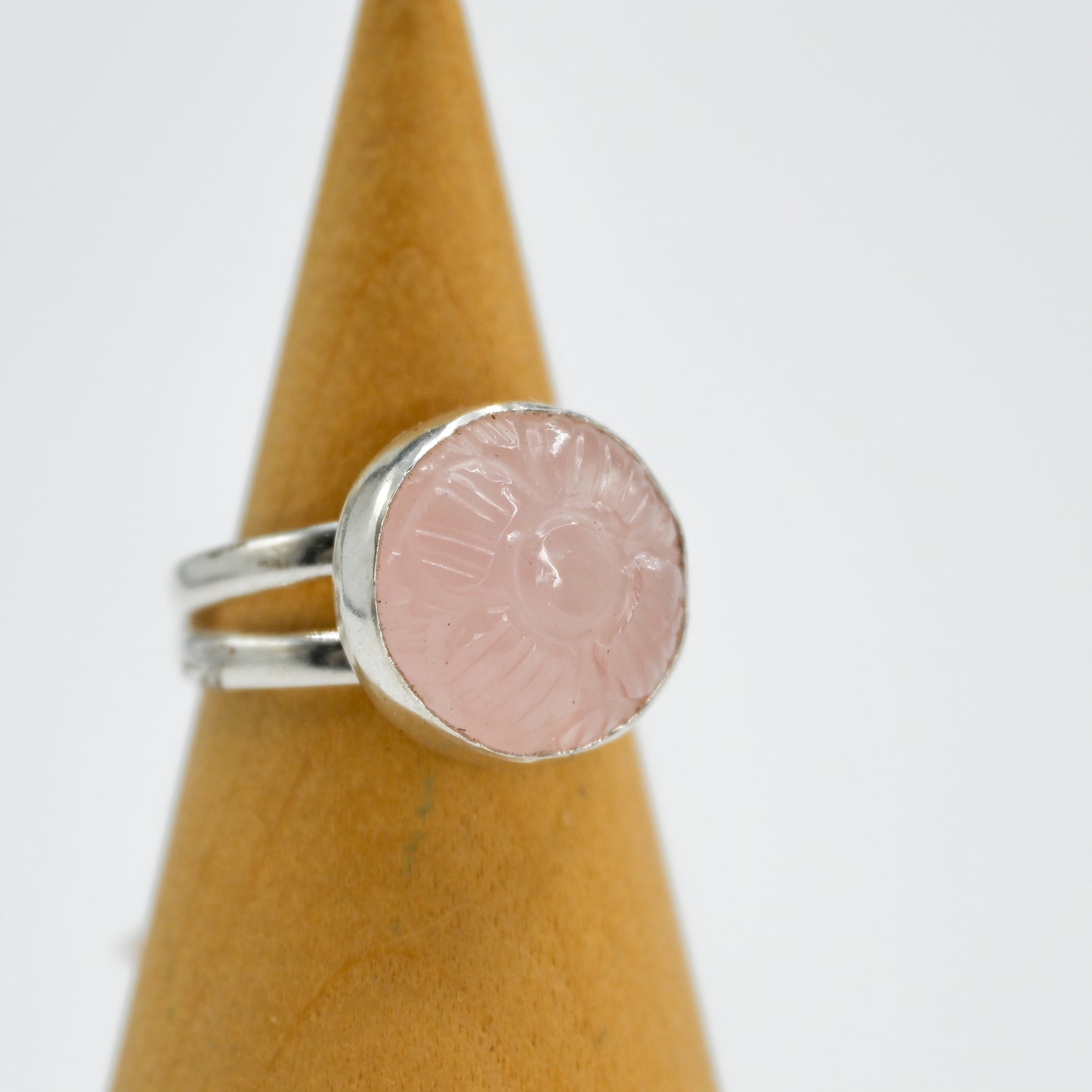 Flower carved rose quartz size 7.25