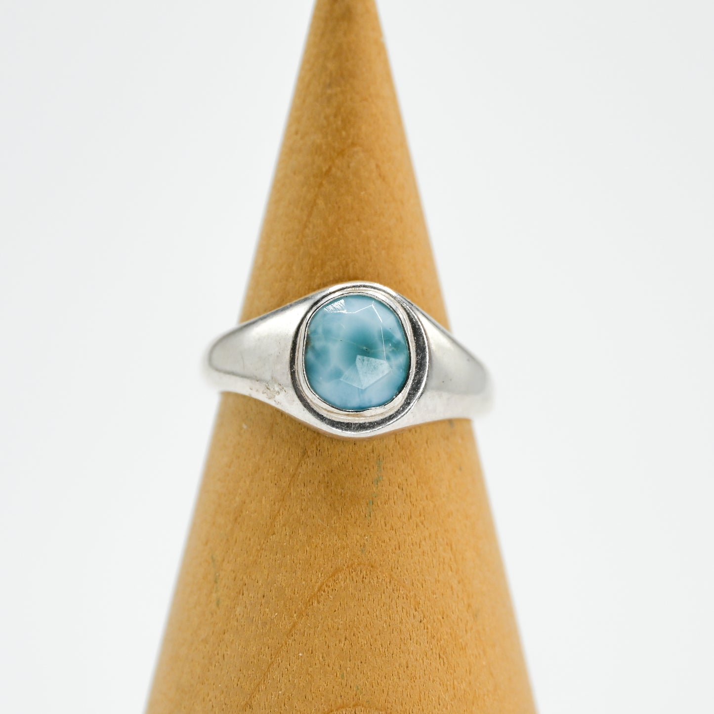 Signet rose cut larimar size 8