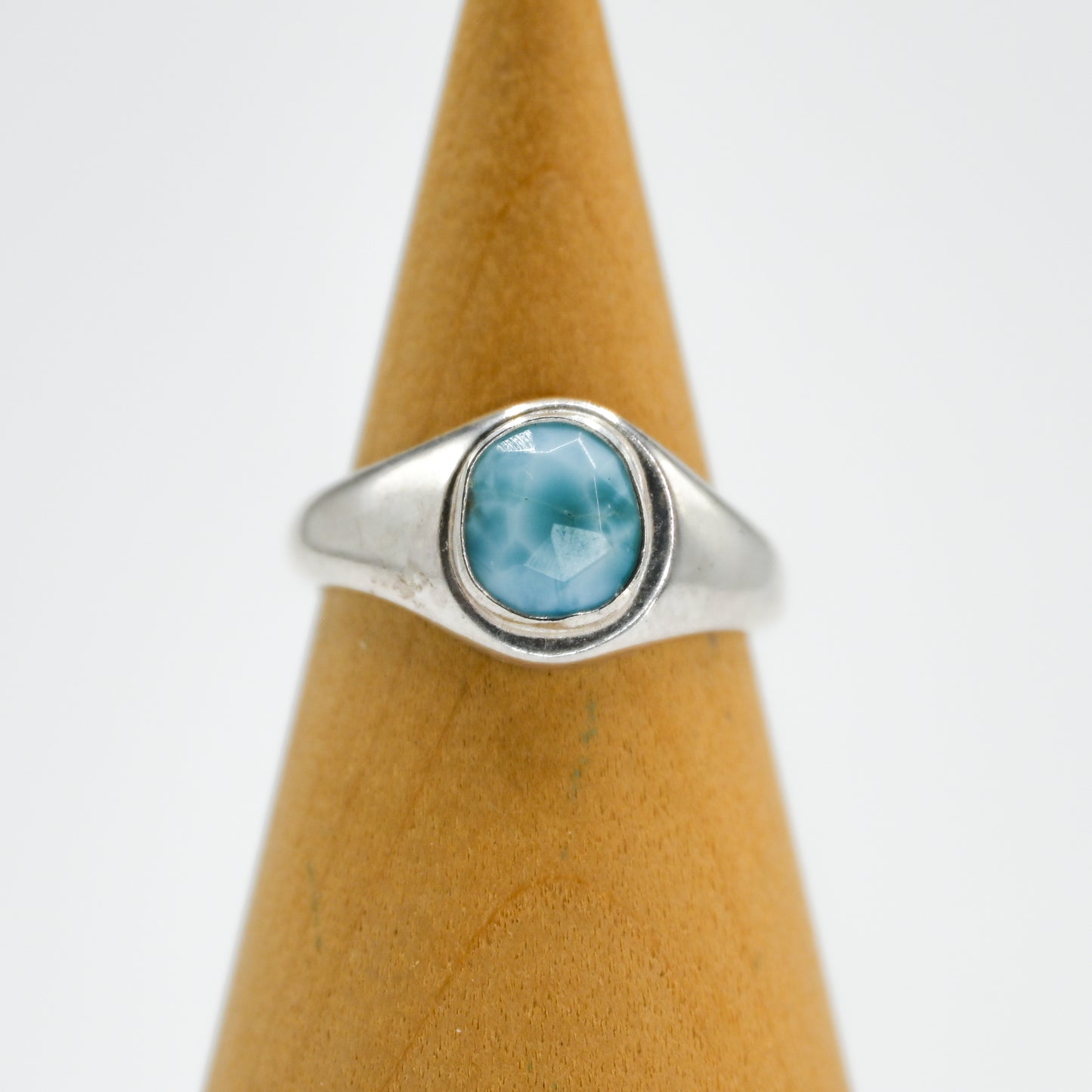 Signet rose cut larimar size 8