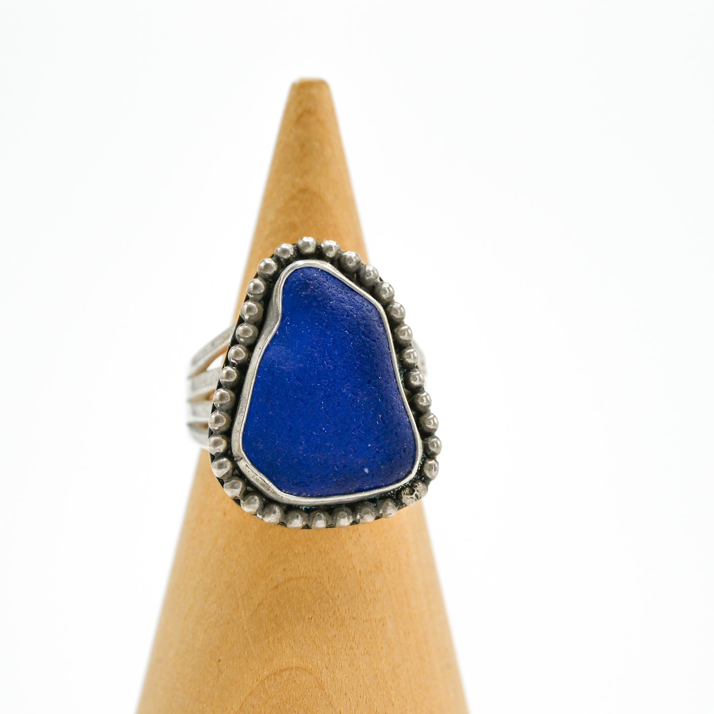 XXL cobalt sea glass bead around size 8