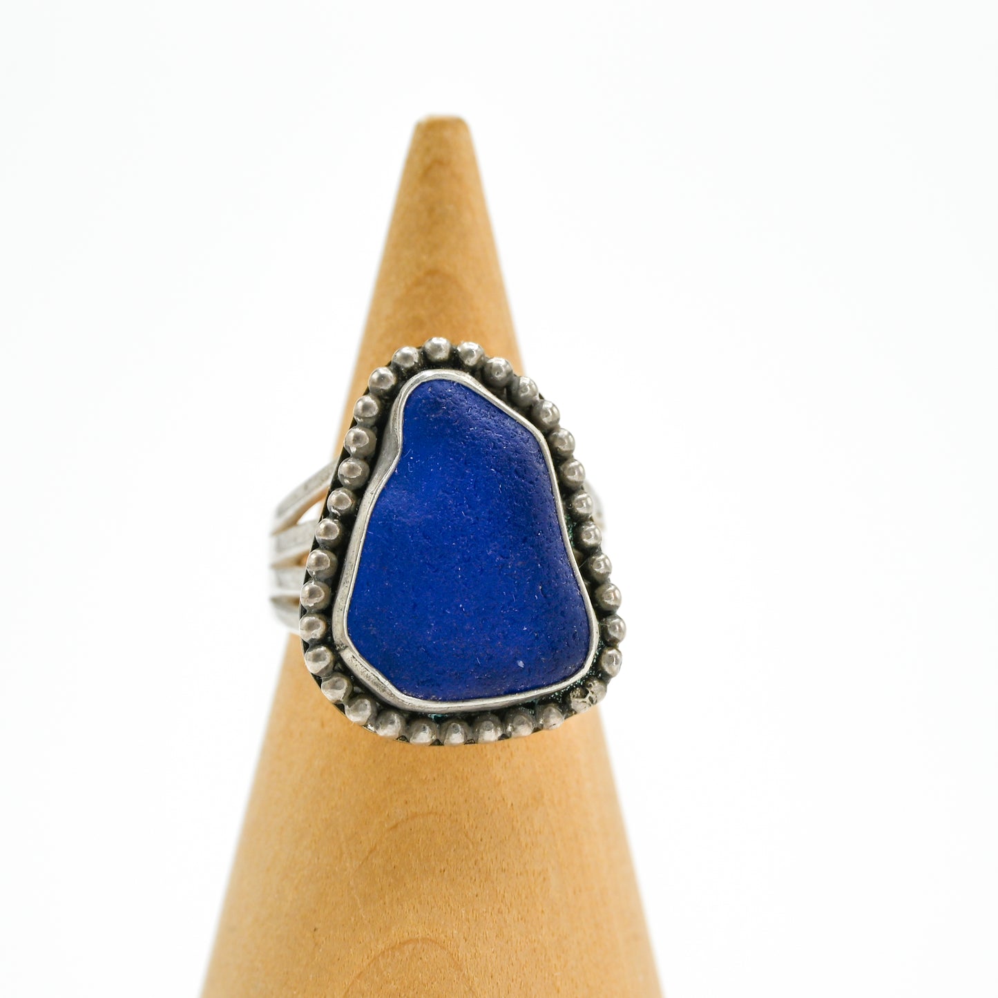 XXL cobalt sea glass bead around size 8