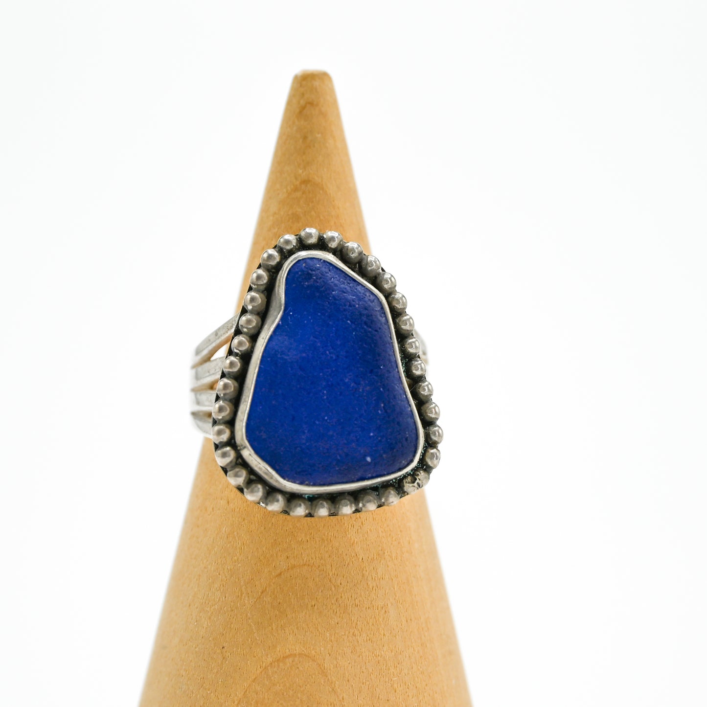 XXL cobalt sea glass bead around size 8