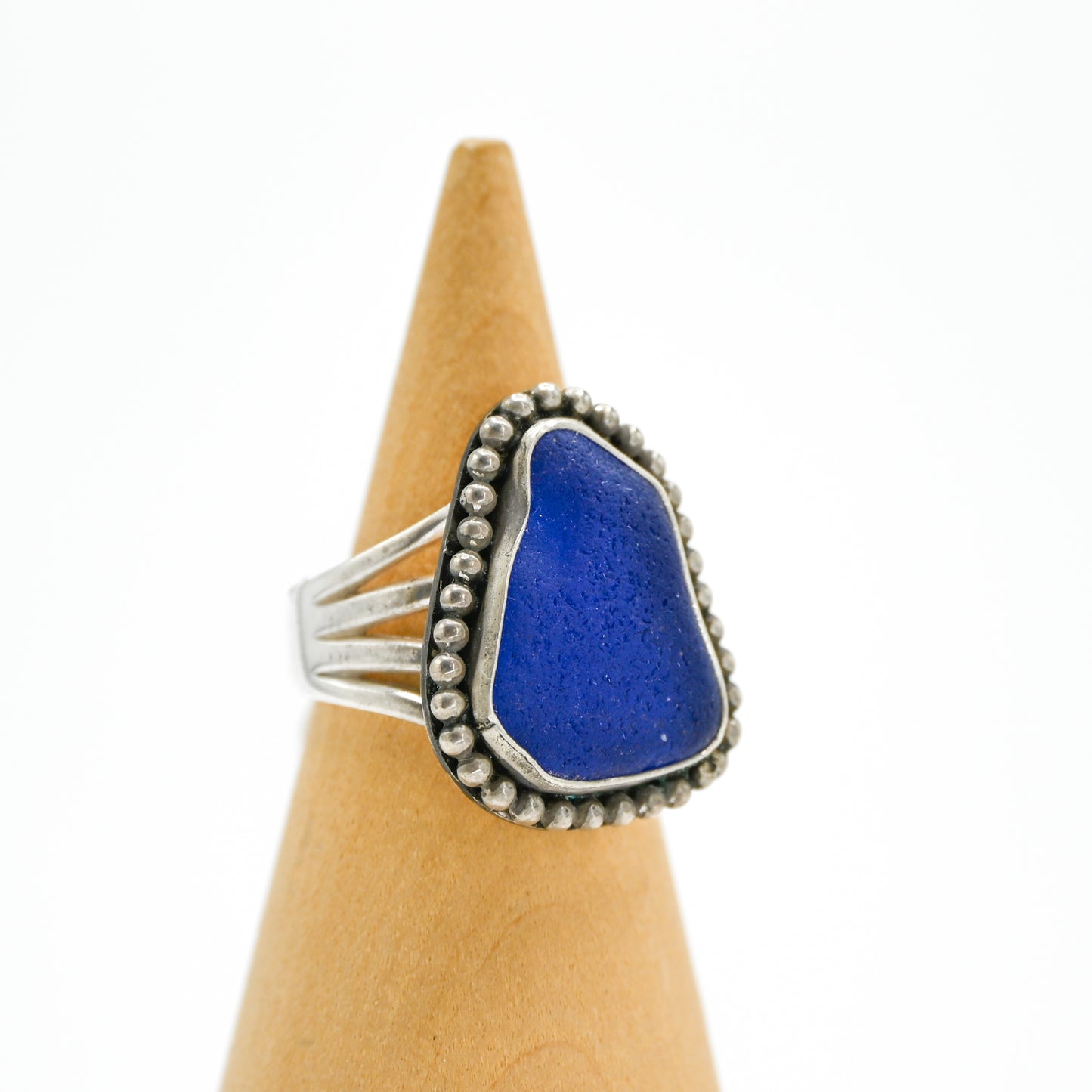 XXL cobalt sea glass bead around size 8