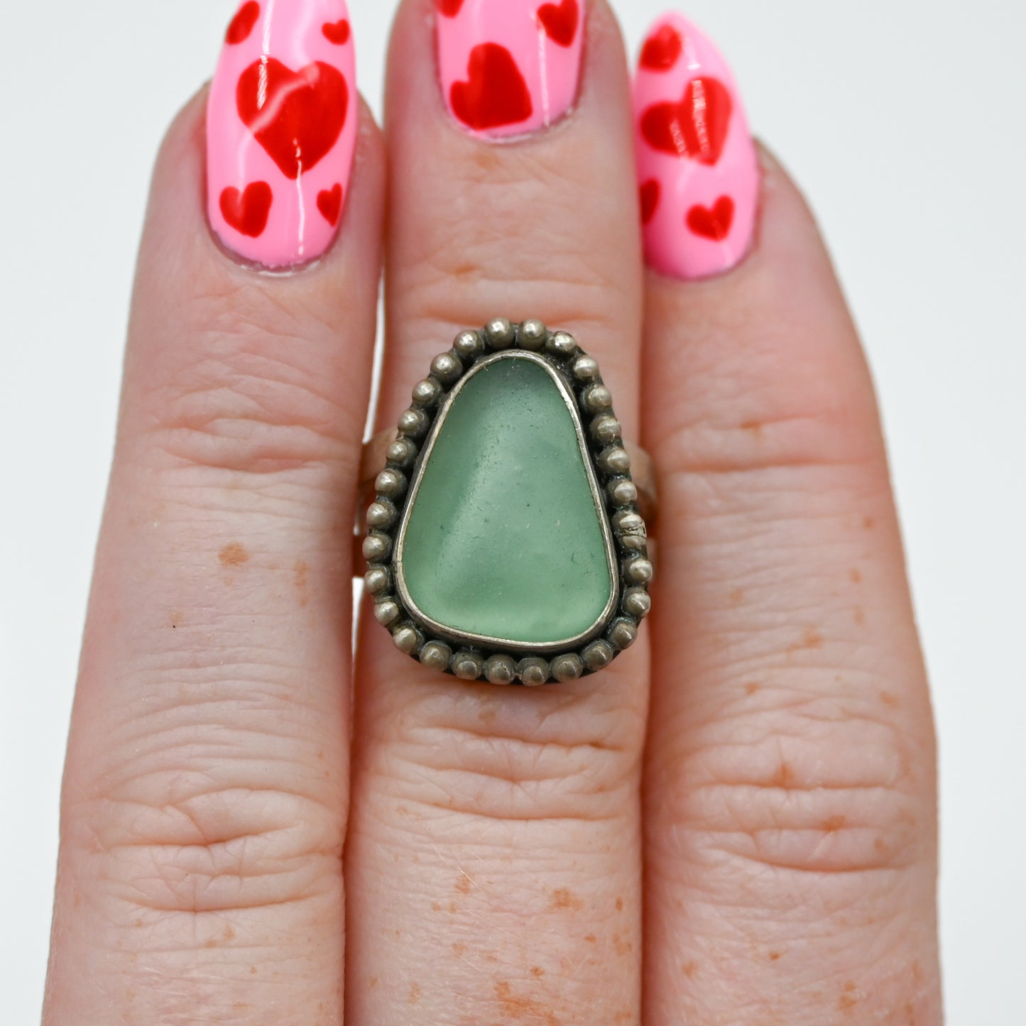 XL sea foam green sea glass bead around size 6