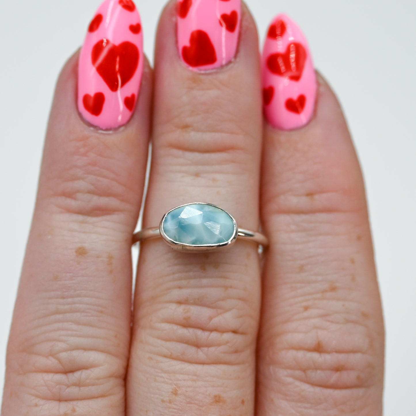 Rose cut horizontal larimar size 6