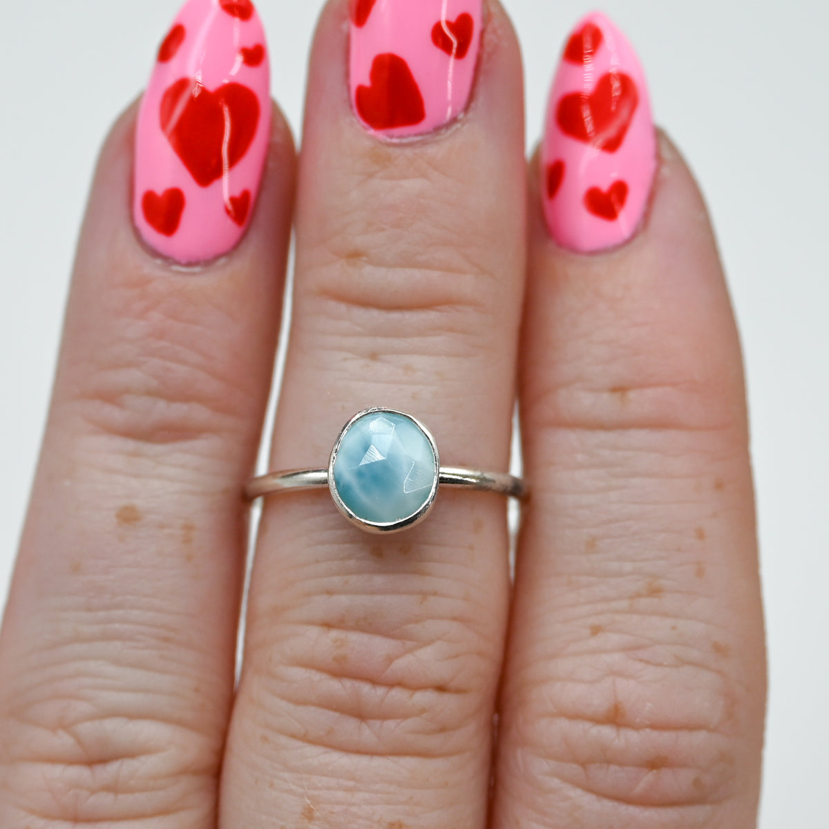Rose cut larimar size 6