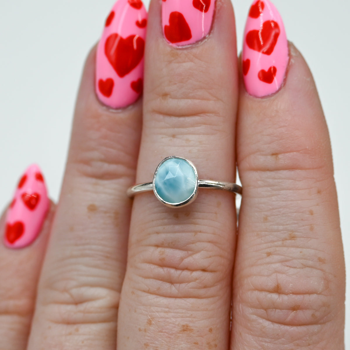 Rose cut larimar size 6
