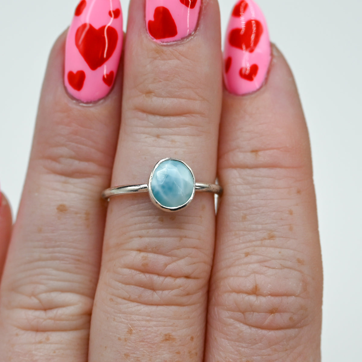 Rose cut larimar size 6