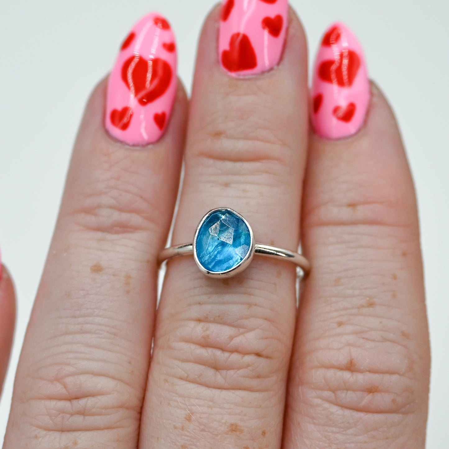 Rose cut neon blue apatite size 6.5