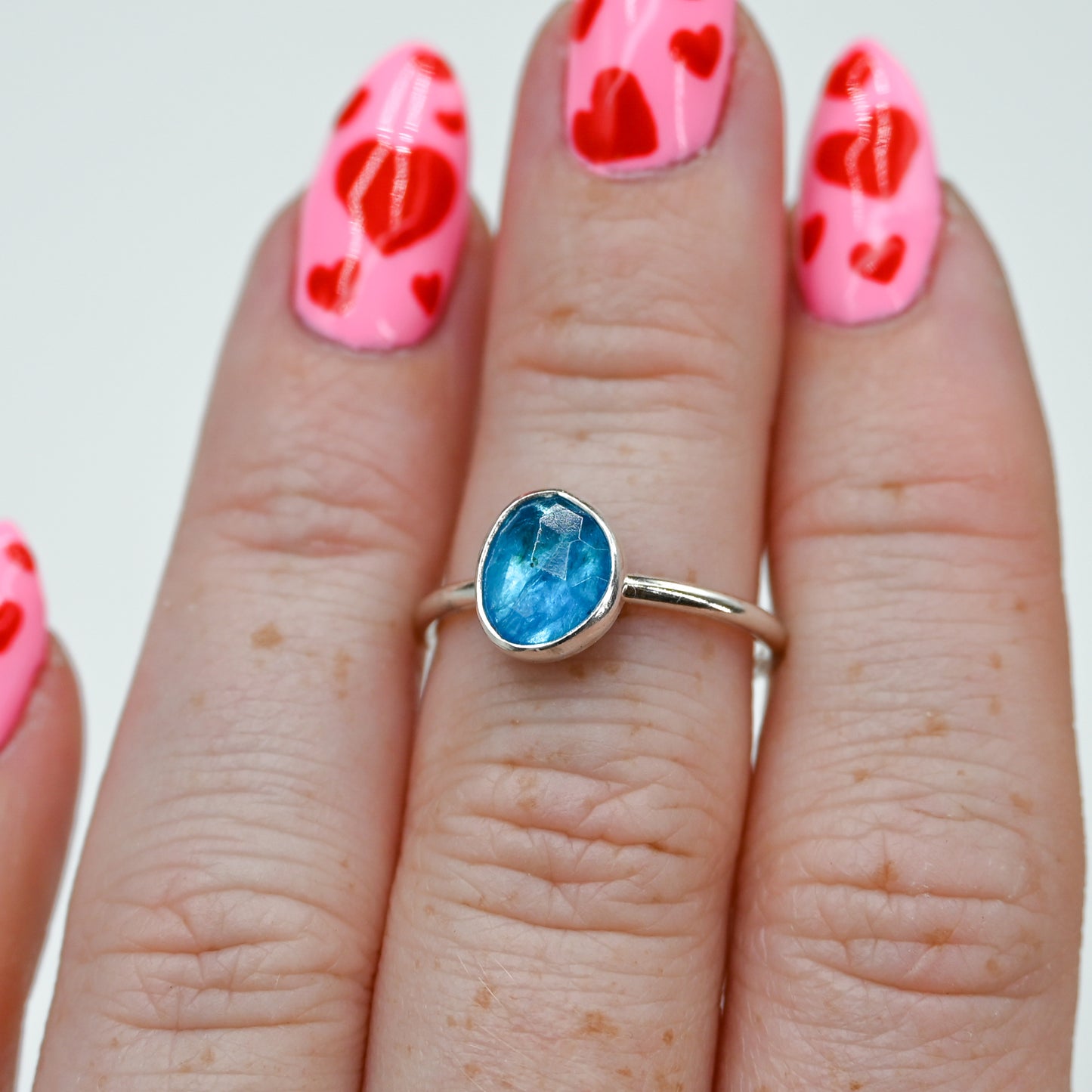 Rose cut neon blue apatite size 6.5