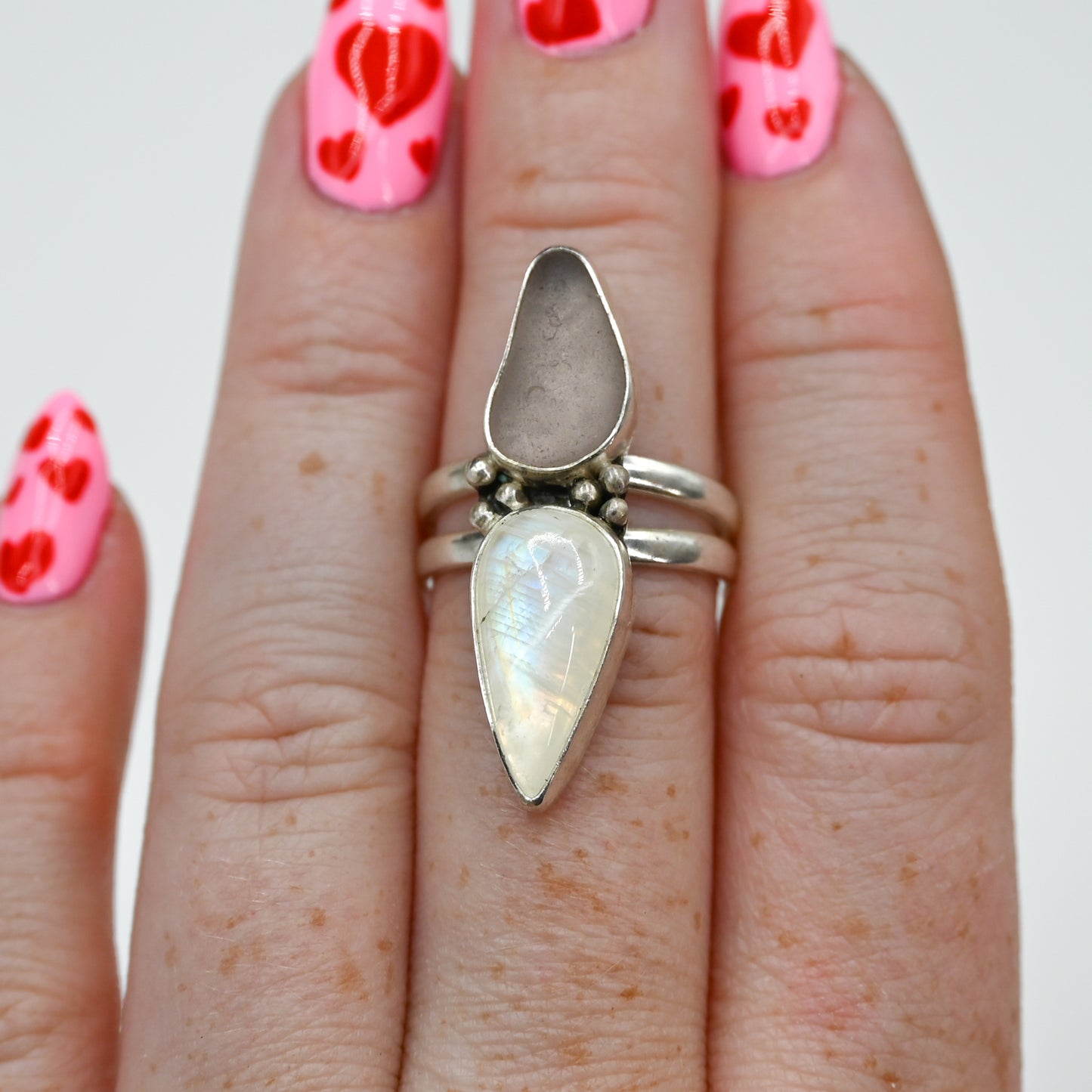 Lavender sea glass and moonstone double size 7