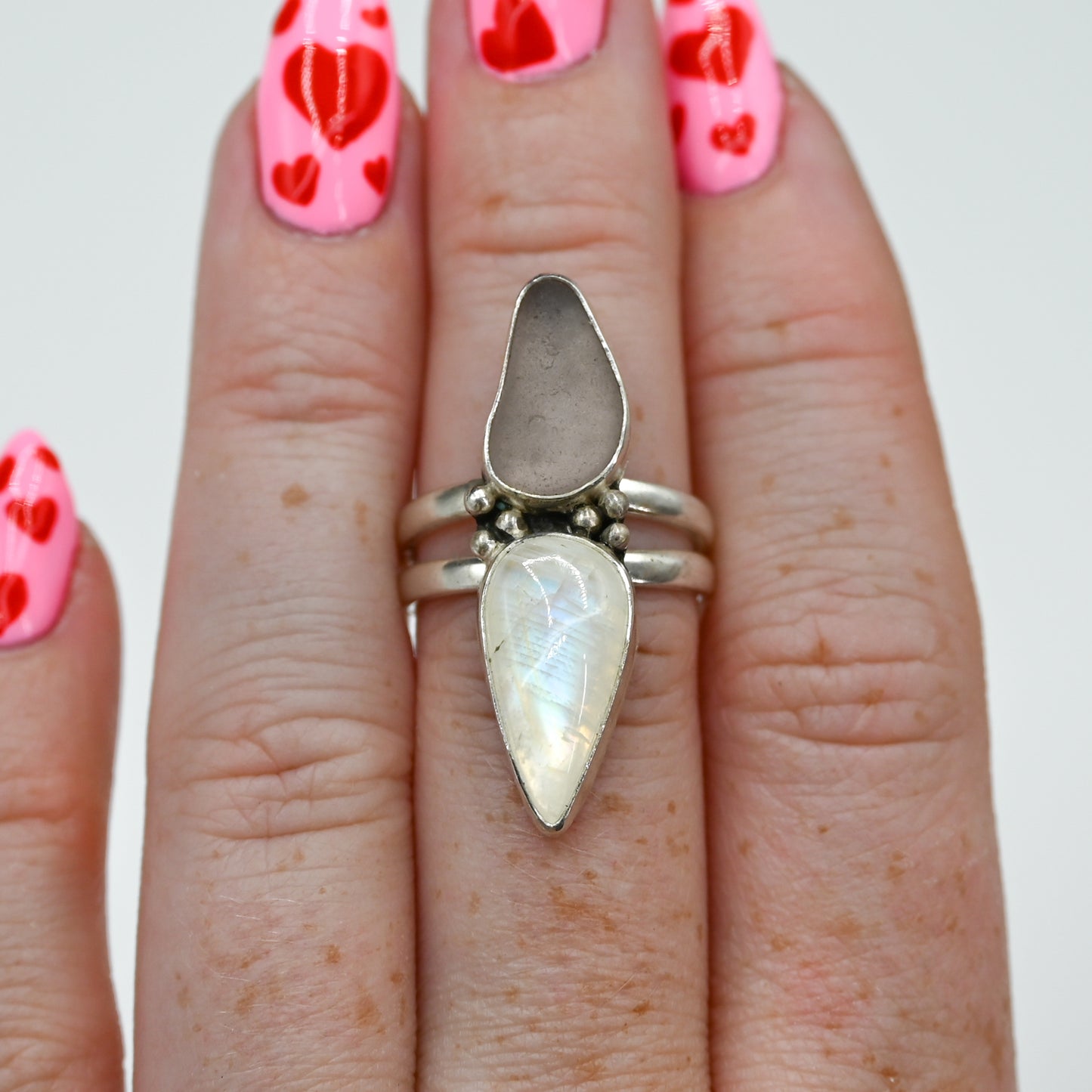 Lavender sea glass and moonstone double size 7