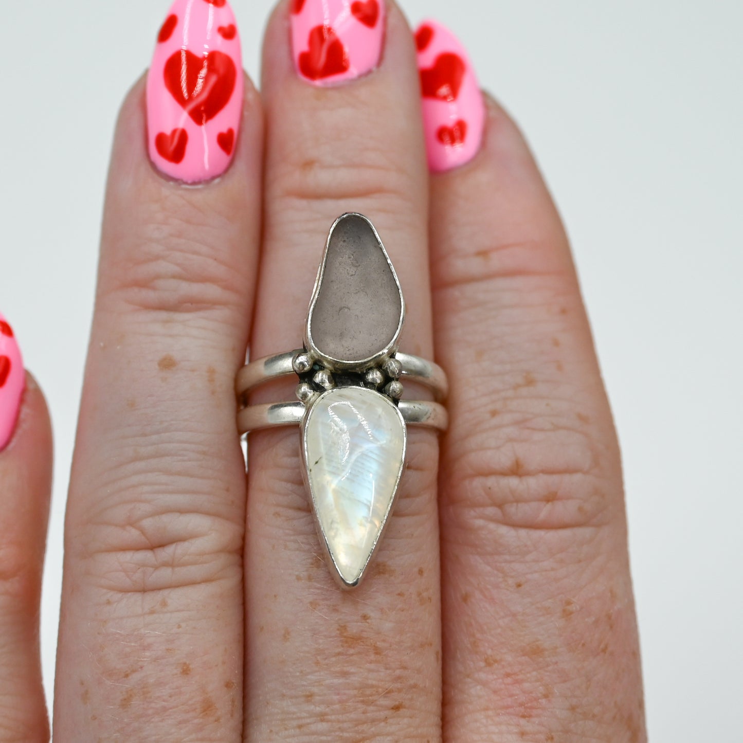 Lavender sea glass and moonstone double size 7