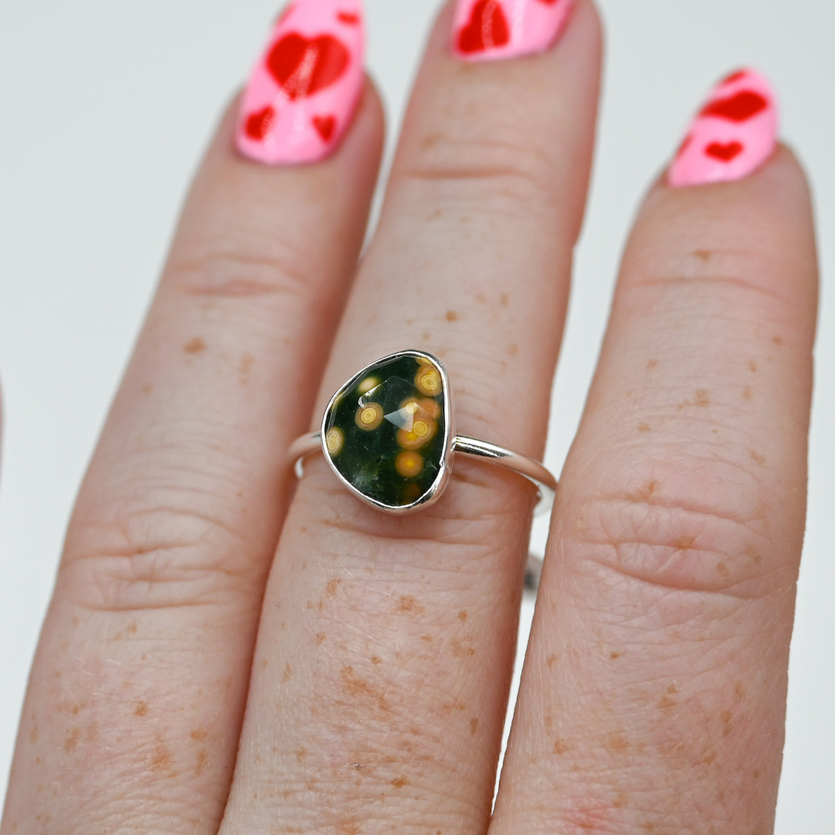 Rose cut ocean jasper size 7.25